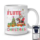 I Want A Flute For Christmas, Adorable X-mas Tree Santa Playing Flute, Musical Instruments T-Shirt