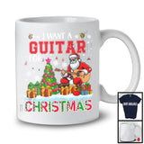 I Want A Guitar For Christmas, Adorable X-mas Tree Santa Playing Guitar, Musical Instruments T-Shirt