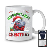 I Want A Hippopotamus For Christmas; Adorable X-mas Plaid Santa Hippo; Zoo Animal Lover T-Shirt