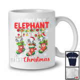 I Want An Elephant For Christmas; Awesome X-mas Three Santa Santa Elephant; Wild Animal T-Shirt