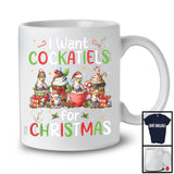 I Want Cockatiels; Wonderful Christmas Santa Cockatiel With Hot Coffee; Animal Lover X-mas Group T-Shirt