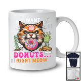 I Want Donuts Right Meow, Humorous Halloween Costume Zombie Cat Face, Food Animal Lover T-Shirt
