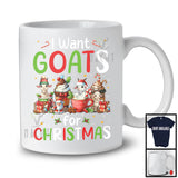 I Want Goats; Wonderful Christmas Santa Goat With Hot Coffee; Animal Lover X-mas Group T-Shirt