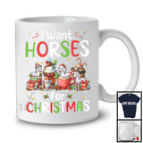 I Want Horses; Wonderful Christmas Santa Horse With Hot Coffee; Animal Lover X-mas Group T-Shirt