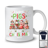 I Want Pigs; Wonderful Christmas Santa Pig With Hot Coffee; Animal Lover X-mas Group 2 T-Shirt