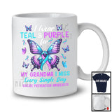 I Wear Teal And Purple For My Grandma, Lovely Suicide Prevention Awareness Ribbon, Butterfly T-Shirt