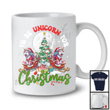 I'll Be Unicorn For Christmas, Joyful Christmas Santa Unicorn Lover, X-mas Tree Lights Snow T-Shirt