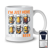 I'm Just Here For The Beer; Creepy Halloween Skull Drinking Drunker; Family Group T-Shirt