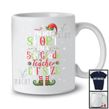 I'm Not Short I'm A 5th Grade Teacher ELF Size; Humorous Christmas ELF Pajama; Snowing T-Shirt