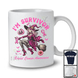 I'm Survivor Beast Cancer Awareness; Sarcastic Halloween Plaid Leopard Witch; Pink Ribbon T-Shirt
