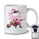 I'm Survivor; Awesome Halloween Witch Lover; Breast Cancer Awareness Pink Ribbon Pumpkin T-Shirt