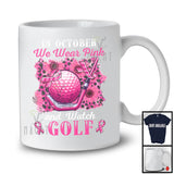 In October We Wear Pink Golf; Joyful Breast Cancer Awareness Sport Player; Leopard Sunflowers T-Shirt