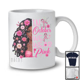In October We Wear Pink; Lovely Breast Cancer Awareness Flowers African Women; Black Afro T-Shirt