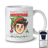 Is It Christmas Break Yet; Humorous Christmas Lights Elf Face; Vacation X-mas Teacher Group T-Shirt