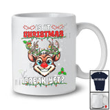 Is It Christmas Break Yet; Humorous Christmas Lights Reindeer Face; Vacation X-mas Teacher Group T-Shirt