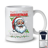 Is It Christmas Break Yet; Humorous Christmas Lights Santa Face; Vacation X-mas Teacher Group T-Shirt