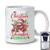 It's My Christmas In December Birthday, Adorable X-mas Santa Sloth Animal, Matching Family Group T-Shirt
