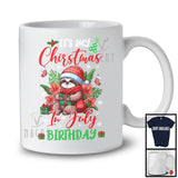 It's My Christmas In July Birthday, Adorable X-mas Santa Sloth Animal, Matching Family Group T-Shirt