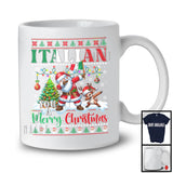 Italian You A Merry Christmas; Humorous X-mas Sweater Dabbing Santa Italian Flag; Family T-Shirt