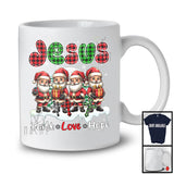 Jesus Faith Love Hope; Awesome Christmas Four X-mas Santa Plaid Cross; Snowing Family T-Shirt