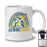 Jewnicorn; Awesome Hanukkah Plaid Rainbow Dabbing Unicorn; Chanukkah Menorah Sunflower T-Shirt