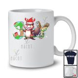 Joy; Amusing Christmas Lights Santa Beaver Reindeer Santa; Leopard Plaid Family Group T-Shirt