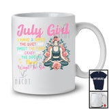 July Girl I Have 3 Sides, Humorous Birthday Party Flowers Yoga Lover, Matching Workout T-Shirt