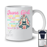 June Girl I Have 3 Sides, Humorous Birthday Party Flowers Yoga Lover, Matching Workout T-Shirt
