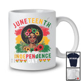 Juneteenth Is My Independence Day, Proud Black Afro Flag African Women, Melanin Flowers T-Shirt