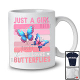 Just A Girl Who Loves Butterflies, Humorous Summer Pink Retro Flowers Butterflies, Insects Lover T-Shirt