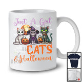 Just A Girl Who Loves Cats And Halloween, Scary Halloween Witch Mummy Zombie Cats, Animal Lover T-Shirt