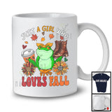 Just A Girl Who Loves Fall, Adorable Frog Wild Animal Coffee Lover, Plaid Sunflowers T-Shirt