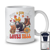 Just A Girl Who Loves Fall, Adorable Rat Wild Animal Coffee Lover, Plaid Sunflowers T-Shirt