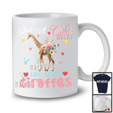 Just A Girl Who Loves Giraffes; Adorable Flowers Floral Flowers; Matching Animal Lover T-Shirt