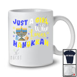 Just A Girl Who Loves Hanukkah; Wonderful Hanukkah Menorah Lights; Girls Women Family Group T-Shirt