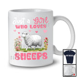 Just A Girl Who Loves Sheeps, Floral Farm Animals Farmer, Women Flowers Family Group T-Shirt