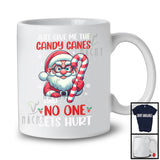 Just Give Me The Candy Canes; Adorable Christmas Santa Glasses With Candy Cane; Family T-Shirt