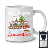 Just Hanging With My Armadillos; Adorable Christmas Three Santa Elf Armadillos; Animal Lover T-Shirt