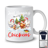 Just Hanging With My Chickens; Adorable Christmas Tree Snowing; X-mas Animal Lover T-Shirt