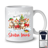 Just Hanging With My Shiba Inus; Adorable Christmas Tree Snowing; X-mas Animal Lover T-Shirt