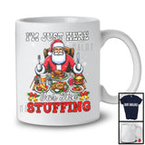 Just Here For The Stuffing, Joyful Christmas Dinner Santa Lover, X-mas Snowing Around T-Shirt