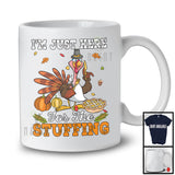 Just Here For The Stuffing, Joyful Thanksgiving Dinner Turkey Eating Pie, Fall Leaves Pumpkins T-Shirt