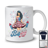 Just Here to Bang, Lovely 4th Of July Firework Girl, Firecracker American Flag Patriotic T-Shirt