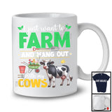 Just Want To Farm And Hanging Out With My Cows, Adorable Flowers Farm Animal, Farmer Group T-Shirt