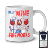 Keep My Wine While I Light My Fireworks, Humorous 4th Of July Eagle Drinking, Patriotic Drunker T-Shirt