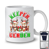 Keeper Of The Gender; Amazing Christmas Couple Reindeer; Pregnancy Reveal Snowing T-Shirt