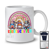 Kindergarten, Lovely Back To School First Day Three Gnomes Leopard Rainbow, Students Teacher T-Shirt