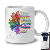 Kindness Peace Equality Love, Colorful Plaid LGBTQ Pride Sunflowers, Gay Flag Rainbow T-Shirt