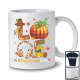 LOVE Dispatcher; Amazing Thanksgiving Fall Leaves Plaid Pumpkin Headphone; Careers Jobs T-Shirt
