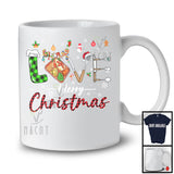 LOVE Merry Christmas; Proud Plaid X-mas Santa Elf Reindeer Lunch Lady Tools; Jobs Careers T-Shirt